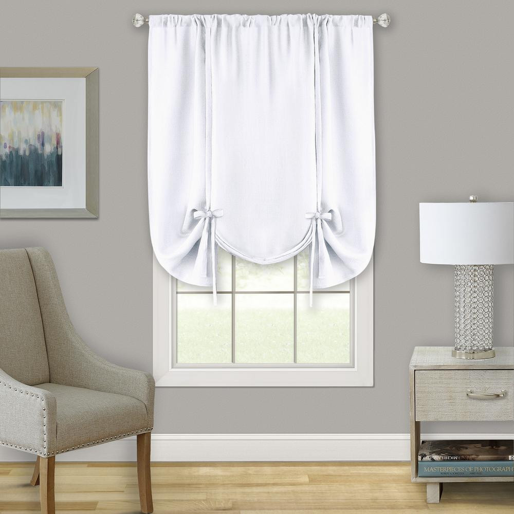 Tie Up Kitchen Curtains
 Achim Darcy White Polyester Light Filtering Window Curtain