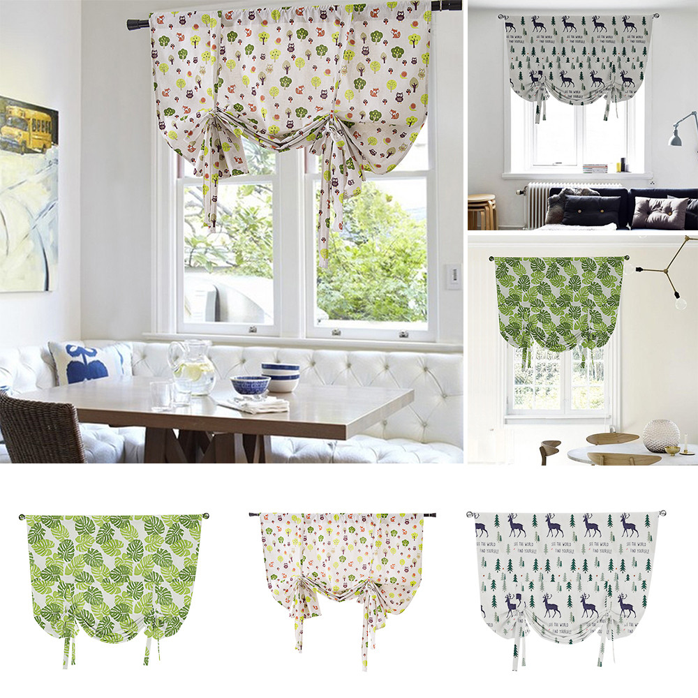 Tie Up Kitchen Curtains
 Ready Made Floral Printed Kitchen Tie Up Curtains Window