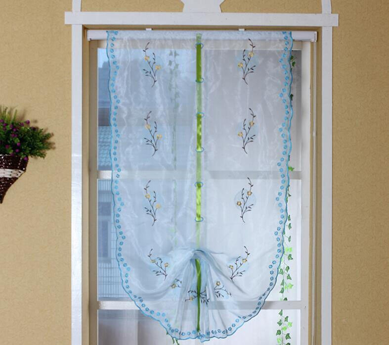 Tie Up Kitchen Curtains
 Roman shade European embroidery style tie up window