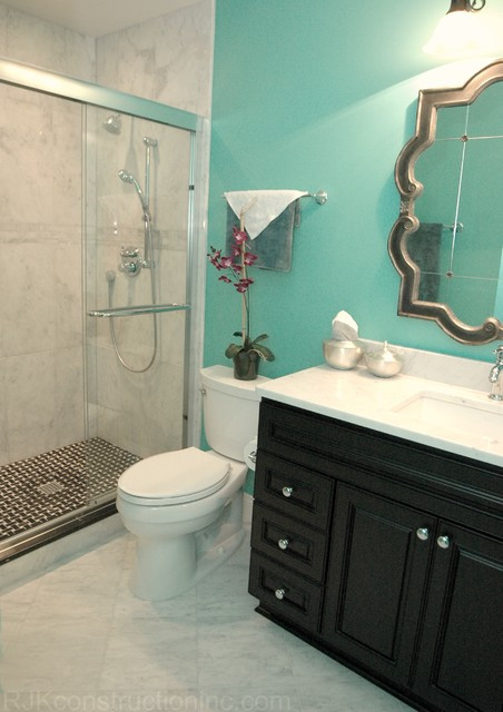 Turquoise Bathroom Wall Decor
 Turquoise Guest Bathroom Eclectic Bathroom Other