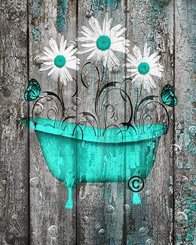 Turquoise Bathroom Wall Decor
 Amazon Rustic Modern Wall Decor Daisy Flowers