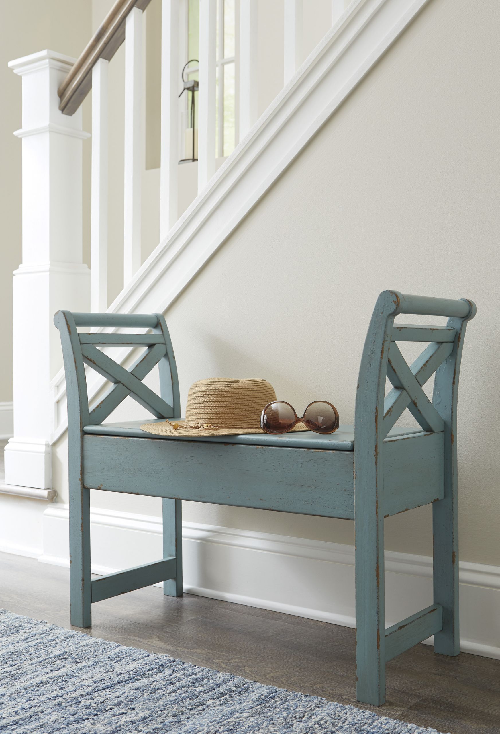 Turquoise Bench With Storage
 Benches Heron Ridge Storage Bench in Turquoise