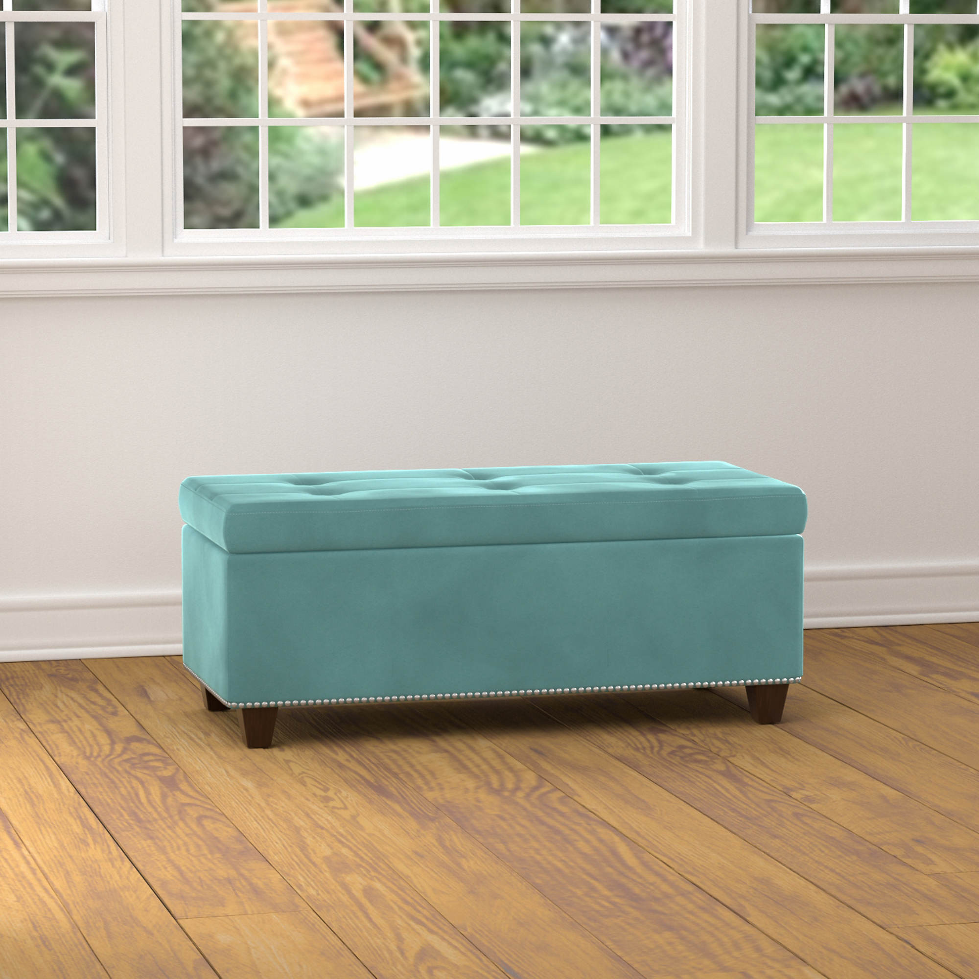 Turquoise Bench With Storage
 Handy Living Storage Ottoman Bench Turquoise Velvet BJ
