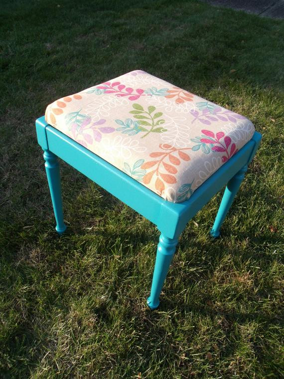 Turquoise Bench With Storage
 Items similar to SOLD Antique Vintage Upholstered
