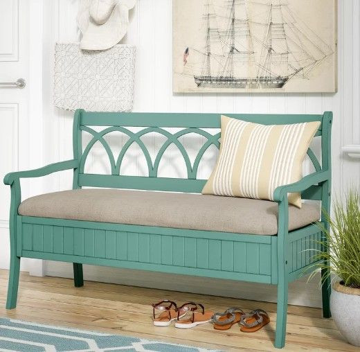 Turquoise Bench With Storage
 Great Coastal Benches & Storage Benches for Coastal Style