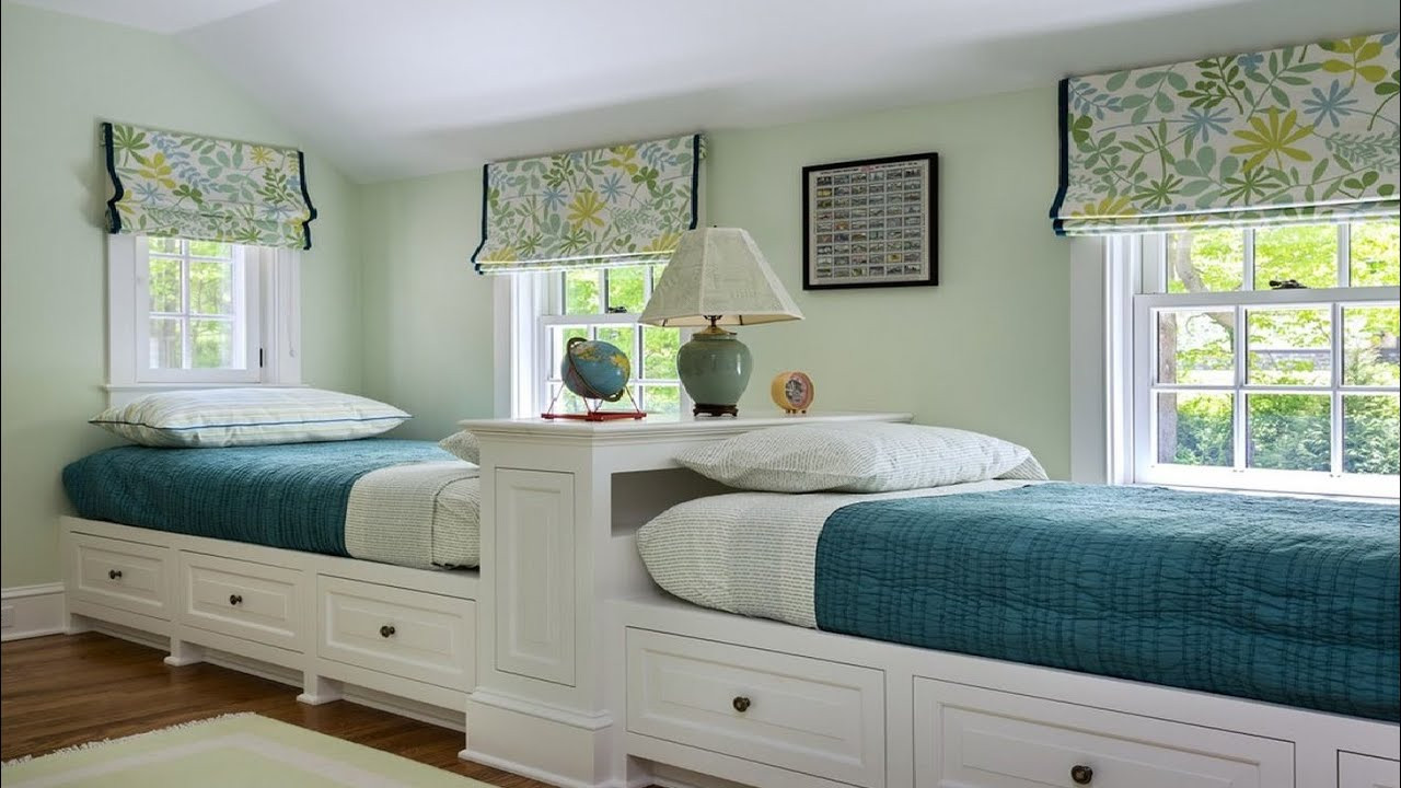 Twin Girl Bedroom Ideas
 Cool Twin Bedroom Design with Double Bed for Teenage Room