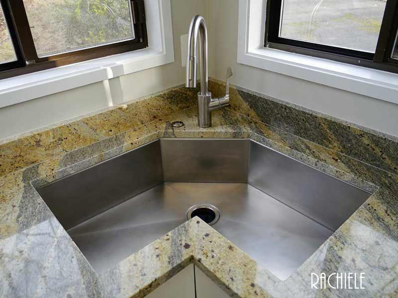 Under Counter Corner Kitchen Sink
 Corner kitchen sink Available in copper and stainless