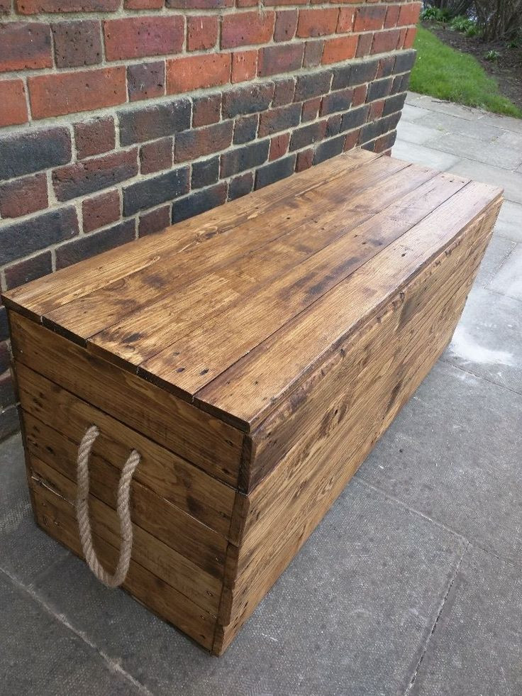 Used Storage Bench
 Long rustic wooden bench trunk chest storage Handcrafted