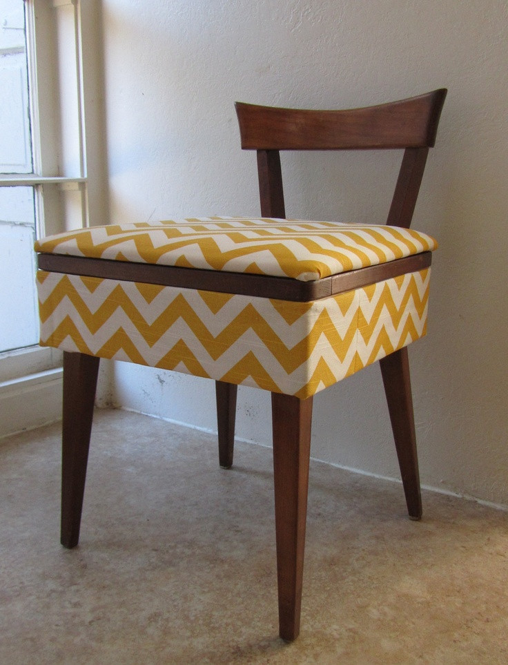 Vanity Bench With Storage
 Mid Century Sewing Stool Vanity Bench Reupholstered