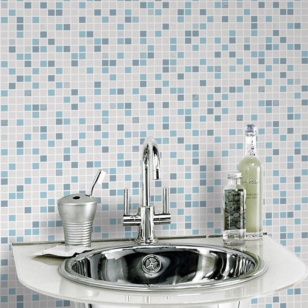 Vinyl Bathroom Wallpaper
 Graham & Brown Checker Pattern Tile Vinyl Bathroom