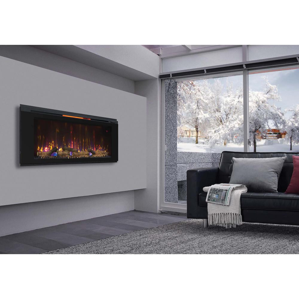 Wall Hung Electric Fireplace
 Northwest 35 in Stainless Steel Electric Fireplace with