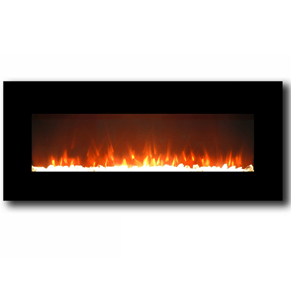 Wall Hung Electric Fireplace
 Lawrence 50 Inch Crystal Electric Wall Mounted Fireplace Black