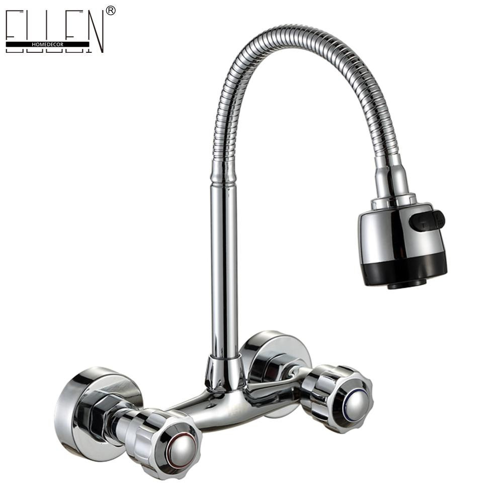 Wall Mount Kitchen Sinks
 Wall Mounted Kitchen Faucet Hot and Cold Water Mixer Crane