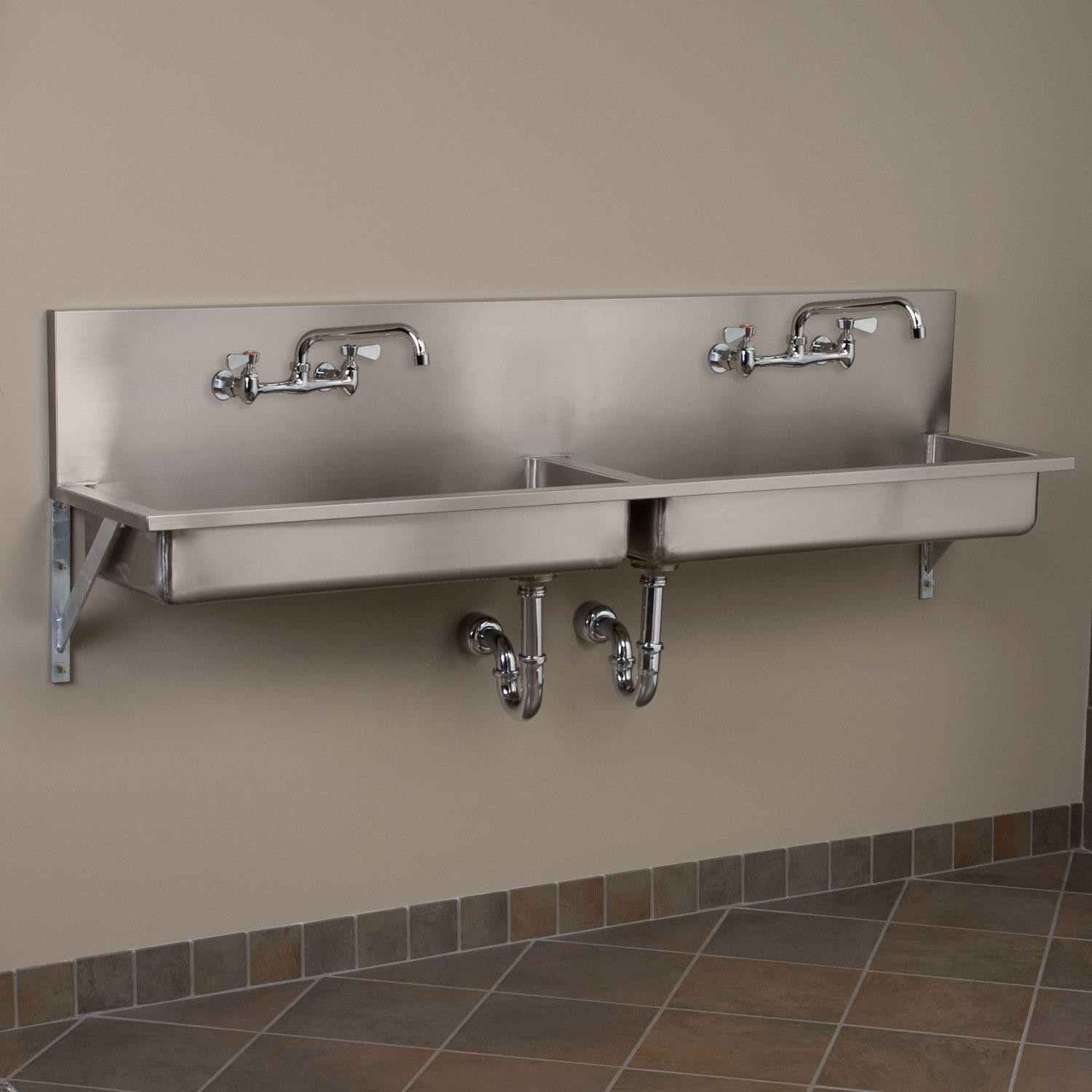 Wall Mount Kitchen Sinks
 72" Double Bowl Stainless Steel Wall Mount mercial Sink