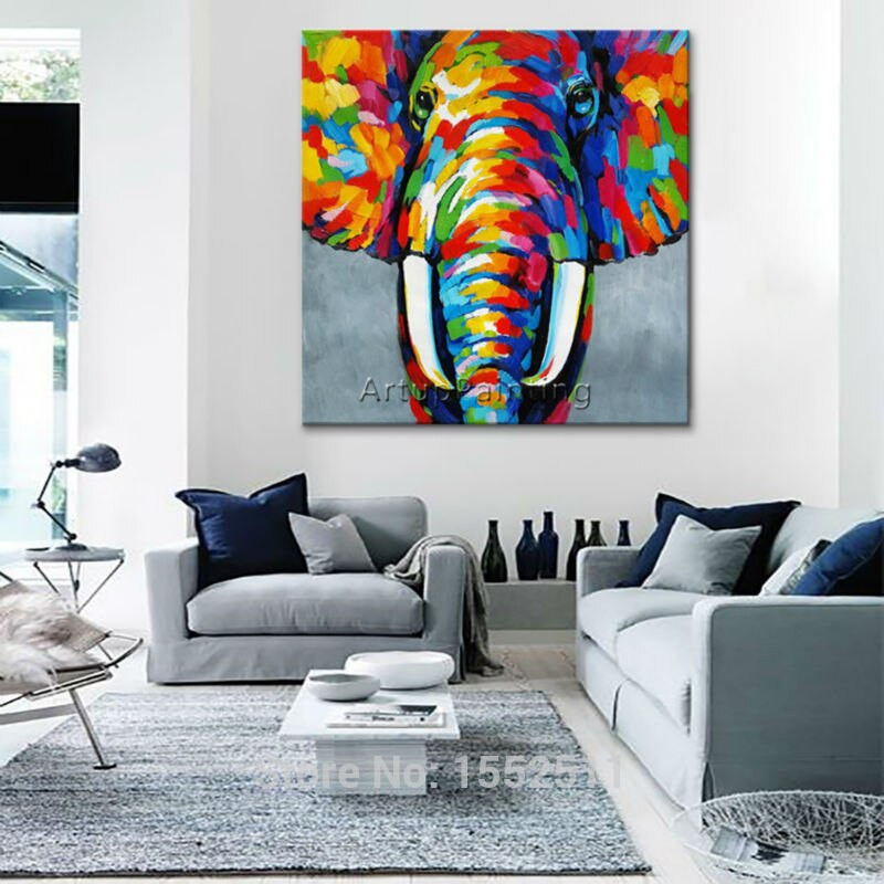 Wall Paintings For Living Room
 Animal elephant Oil painting Canvas Painting For Living