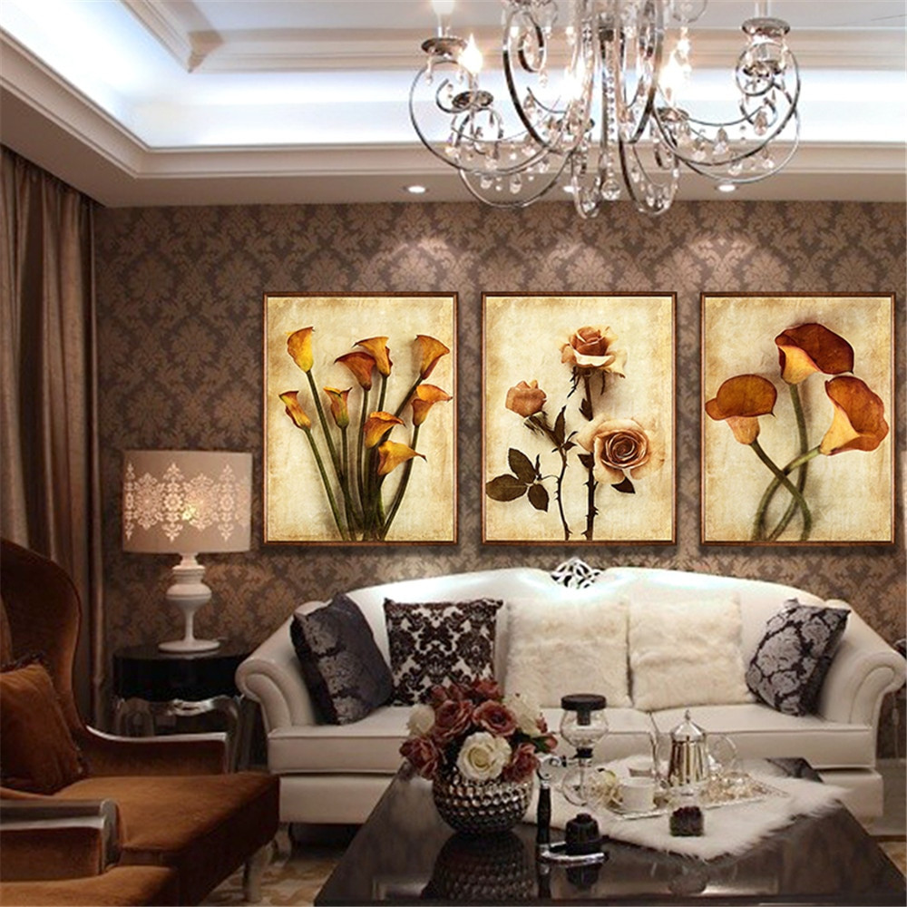 Wall Paintings For Living Room
 Frameless Canvas Art Oil Painting Flower Design Home Print
