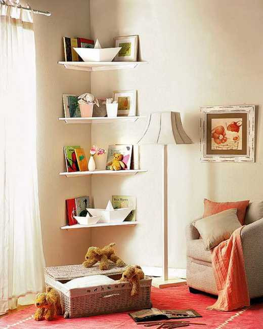 Wall Shelves For Bedrooms
 Simple DIY Corner Book Shelves Adding Storage Spaces to