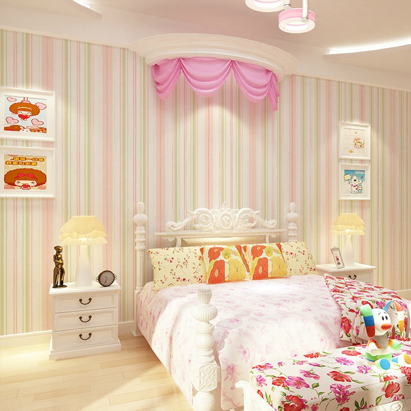 Wallpapers For Girls Bedroom
 Kids Wallpapers Girls Stripes Pink Nonwovens Cartoon Cute
