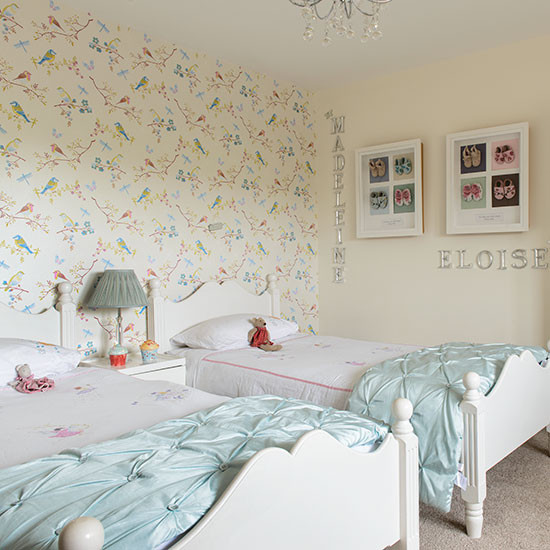 Wallpapers For Girls Bedroom
 Girls twin bedroom with bird wallpaper