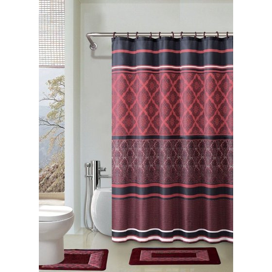 Walmart Bathroom Shower Curtain Sets
 15 piece Hotel Bathroom Sets 2 Non Slip Bath Mats Rugs