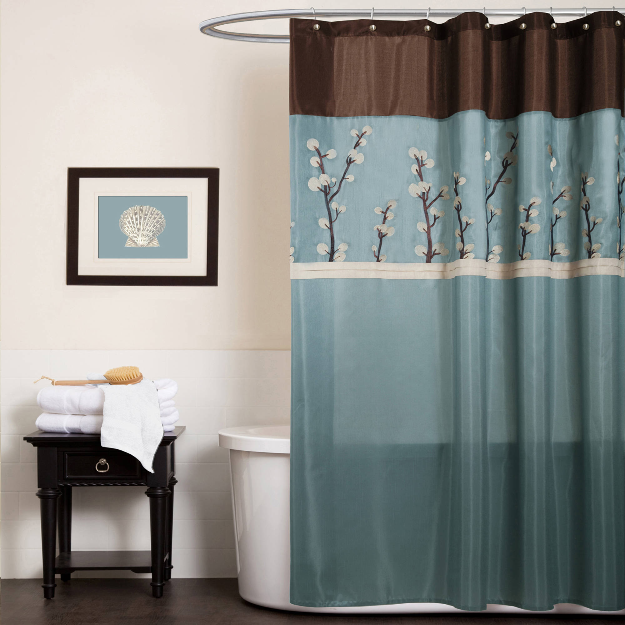 Walmart Bathroom Shower Curtain Sets
 Mainstays 13pc Fabric Shower Curtain and Decorative Hooks