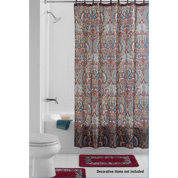 Walmart Bathroom Shower Curtain Sets
 15 Piece Bath set 2 Burgundy Red Bathroom Mats 1