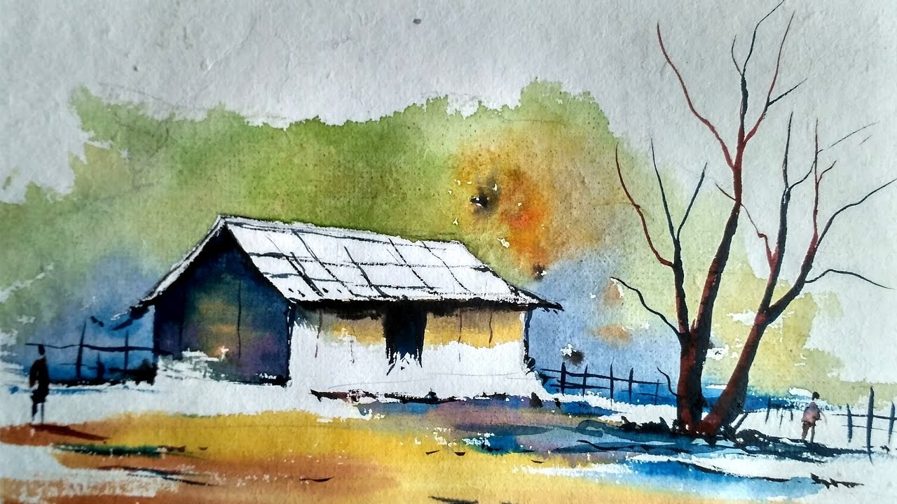 Watercolor Landscape Paintings
 Watercolor Painting For Beginners Village House