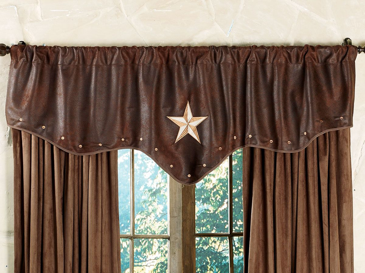 Western Curtains For Living Room
 Starlight Trails Chocolate Star Valance