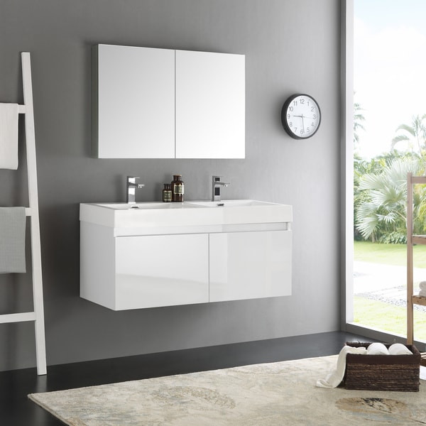 White 48 Inch Bathroom Vanities
 Shop Fresca Mezzo White 48 inch Wall Hung Double Sink