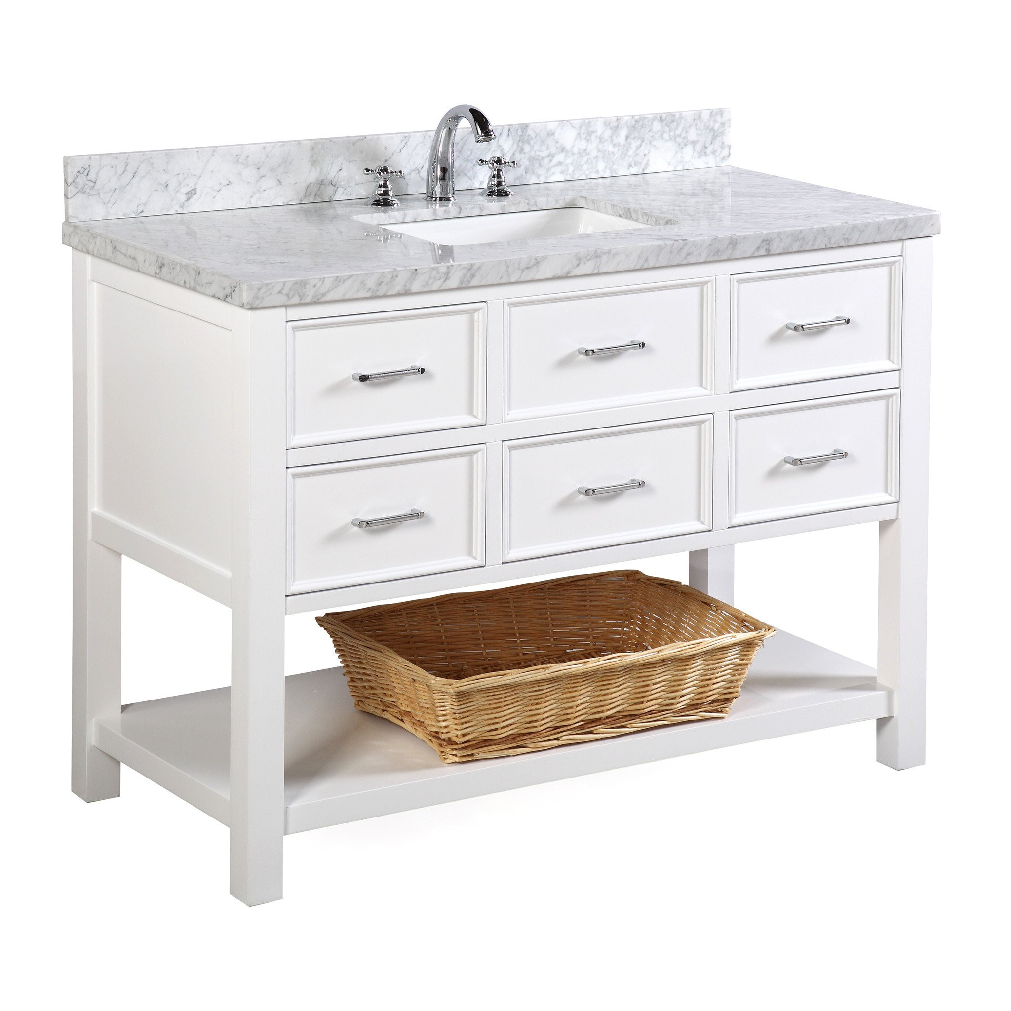 White 48 Inch Bathroom Vanities
 New Hampshire 48 inch Vanity Carrara White
