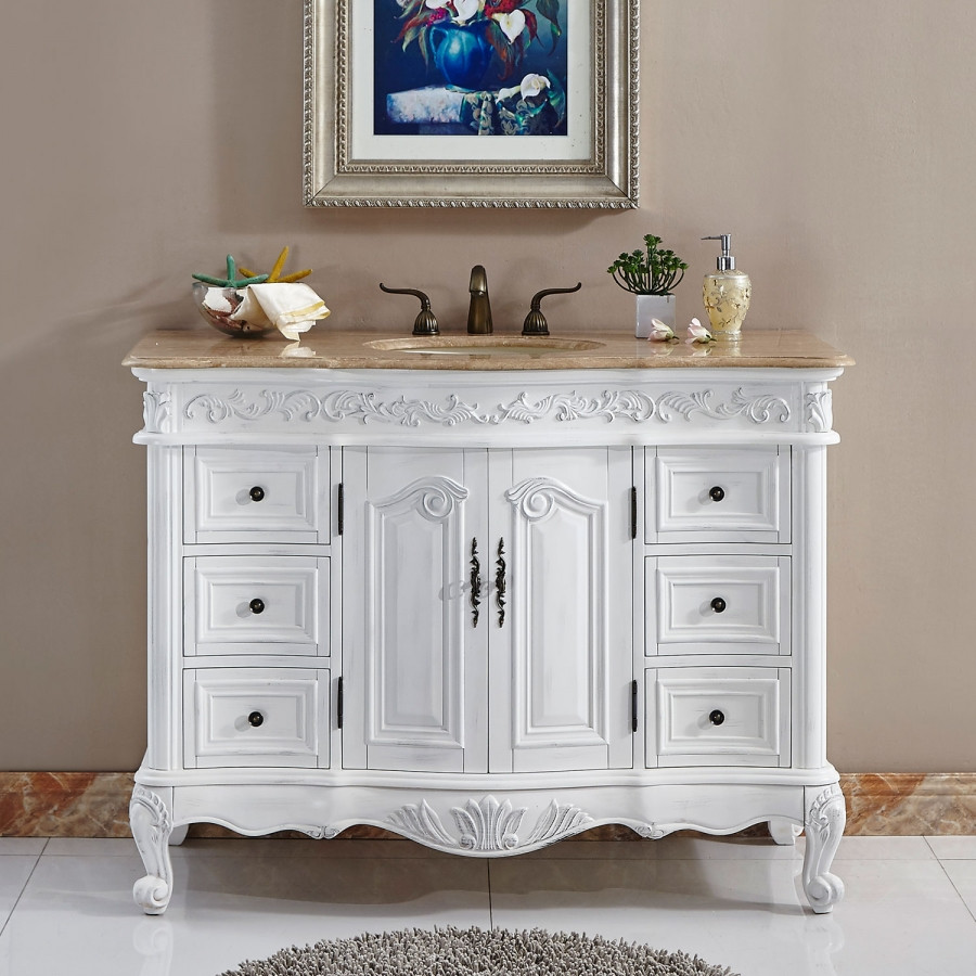 White 48 Inch Bathroom Vanities
 48 Inch Furniture Style Single Bathroom Vanity in White