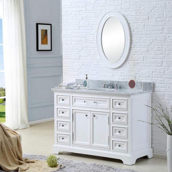 White 48 Inch Bathroom Vanities
 Water Creation Derby 48 inch Solid White Single Sink