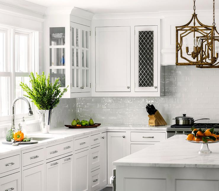 White Backsplash Kitchen
 White Kitchen with White Glazed Subway Backsplash Tiles