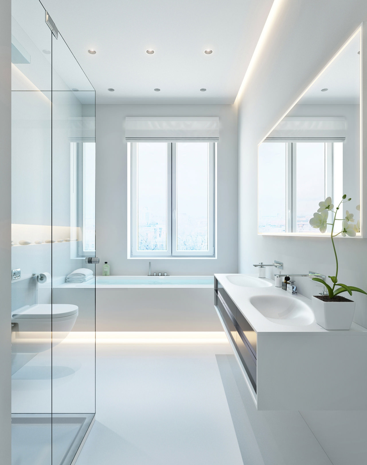 White Bathroom Decor
 Modern white bathroomInterior Design Ideas