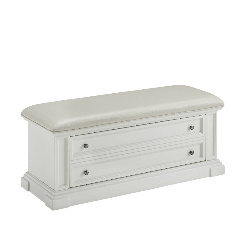 White Bench With Storage
 Americana White Upholstered Storage Bench