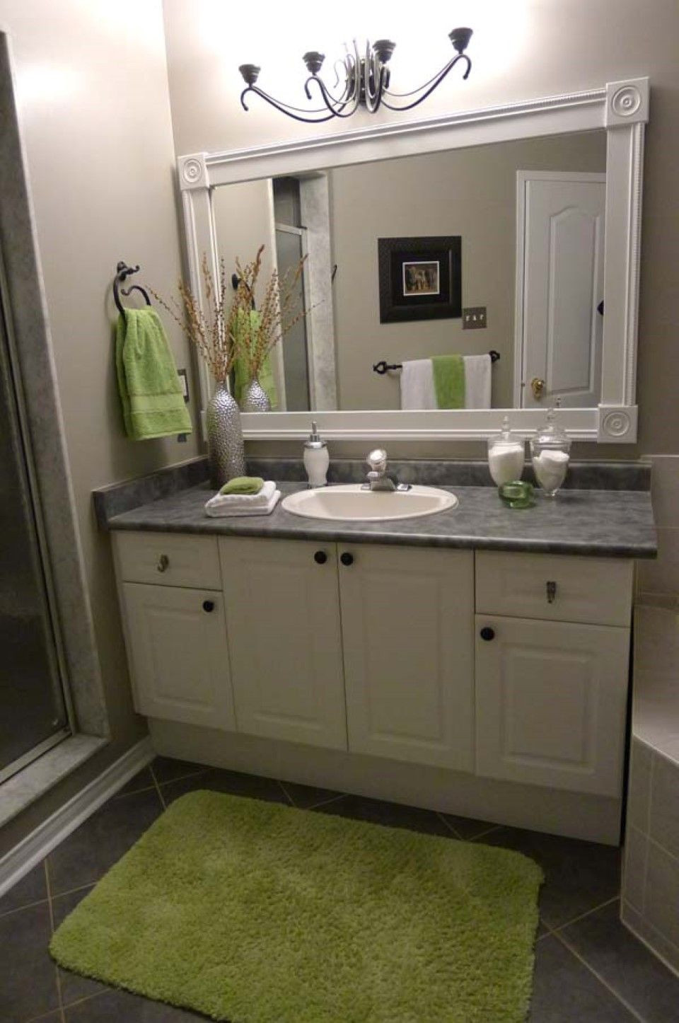 White Framed Bathroom Mirrors
 Bathroom Small Green Rug Black Ceramic Floor Tile