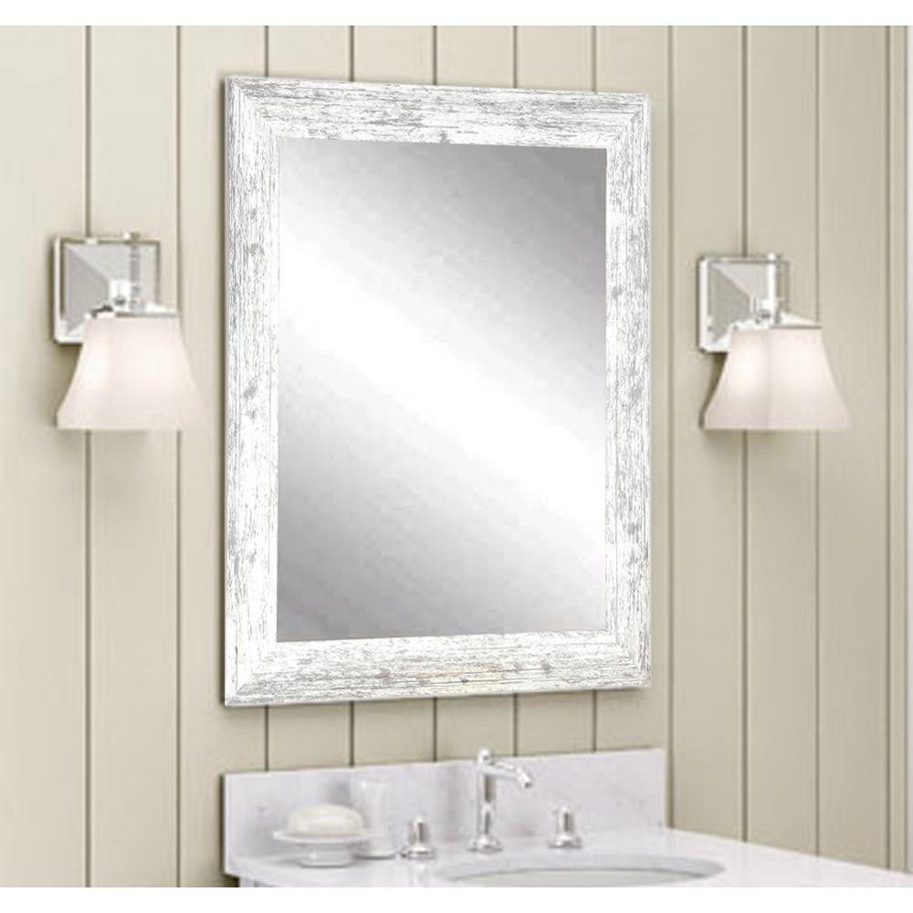 White Framed Bathroom Mirrors
 Distressed Decorative Rectangle White Wall Mirror