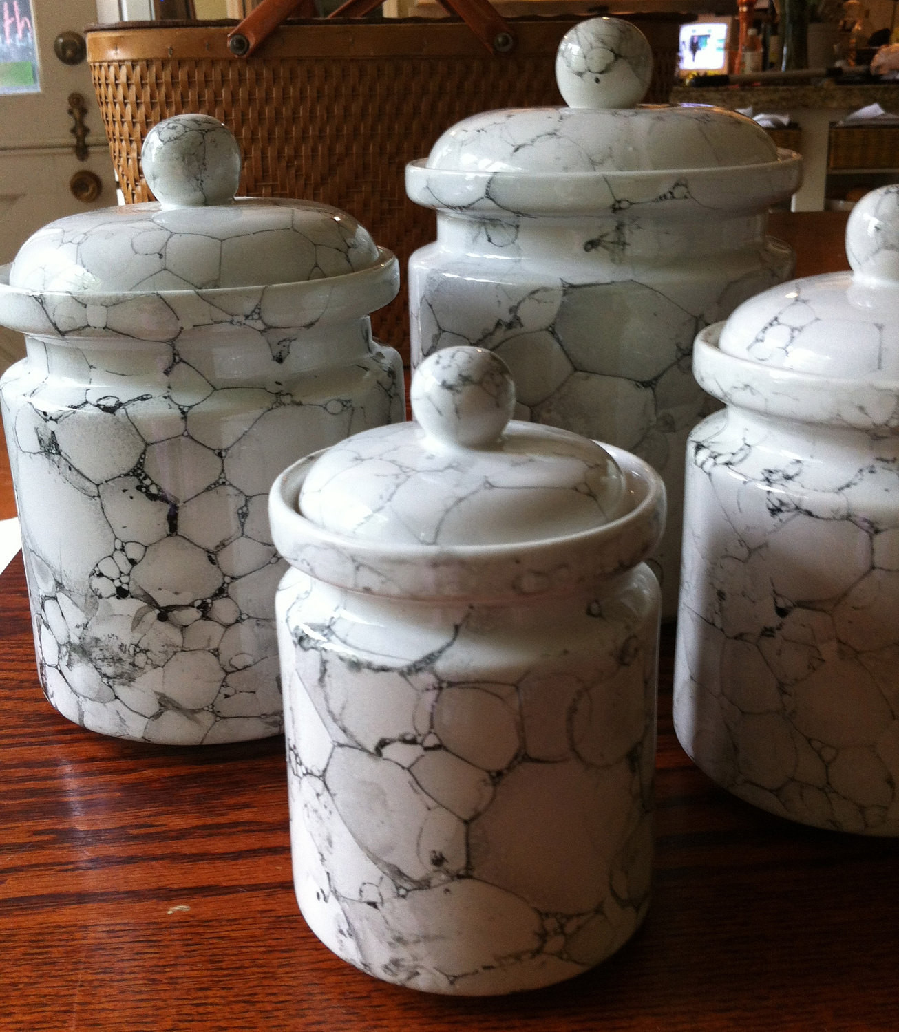 White Kitchen Canisters
 White Kitchen Canister Set Ceramic Marble Glaze