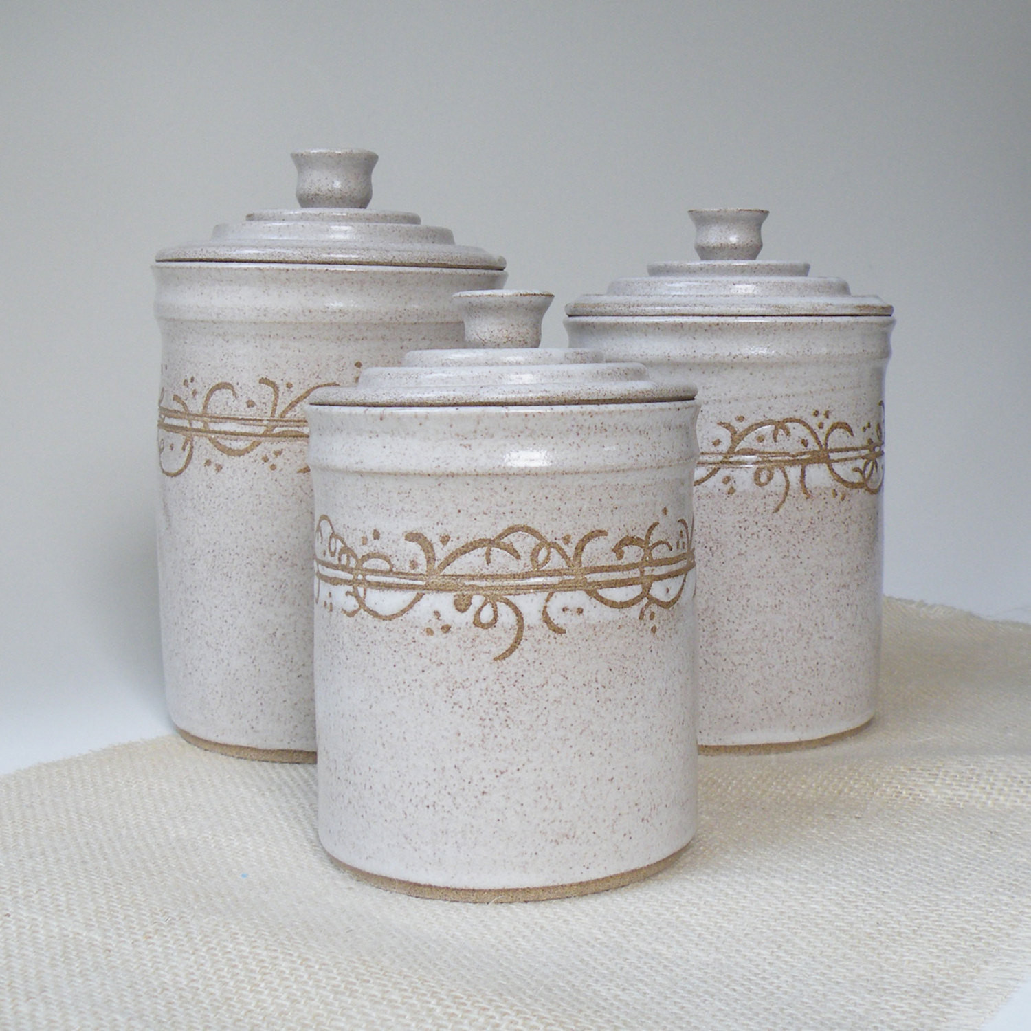 White Kitchen Canisters
 White Kitchen Canisters Set of 3 MADE TO ORDER Storage and
