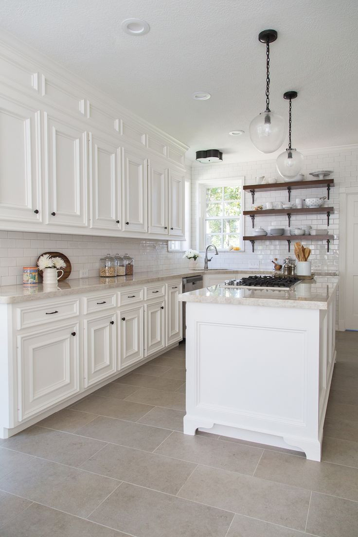 White Kitchen With Tile Floor
 18 Beautiful Examples of Kitchen Floor Tile