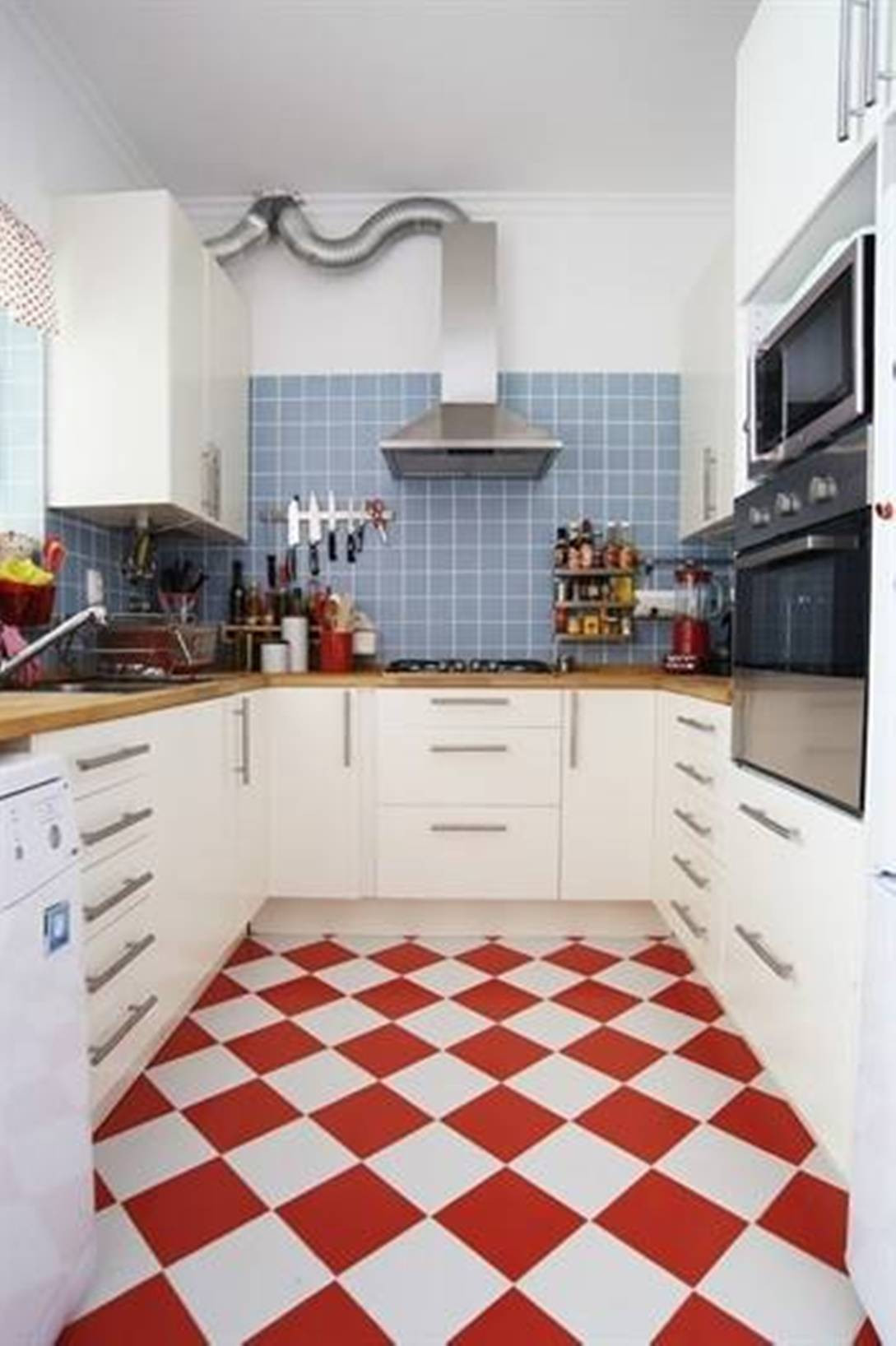 White Kitchen With Tile Floor
 red white kitchen floor tiles and Furniture