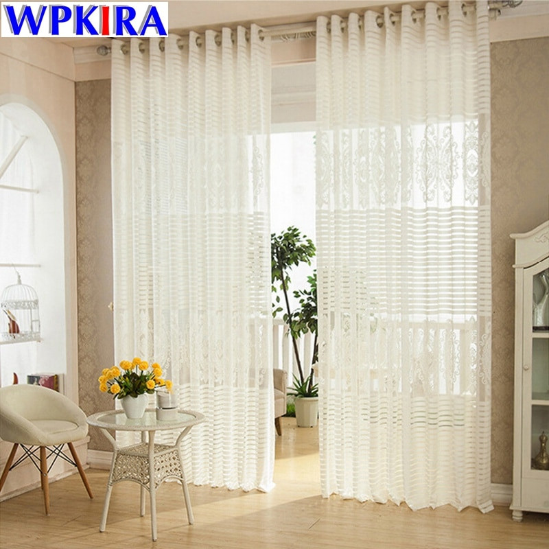 White Living Room Curtains
 Luxury Net Mesh Curtains Embroidered White Elegant