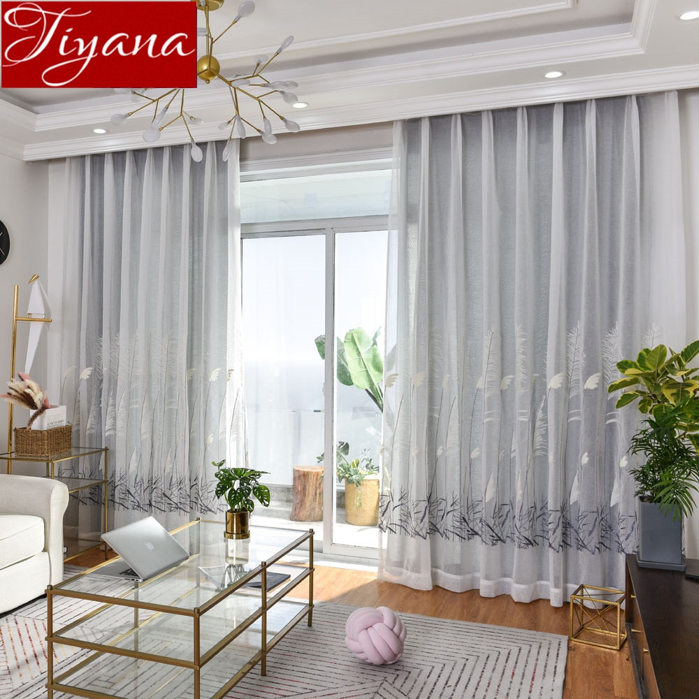 White Living Room Curtains
 Aliexpress Buy Curtain Gray for Window Bedroom Plant