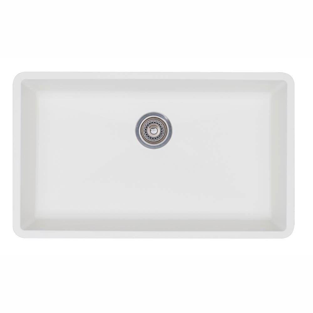 White Single Bowl Kitchen Sink
 Blanco Precis Undermount Granite posite 32 in Super