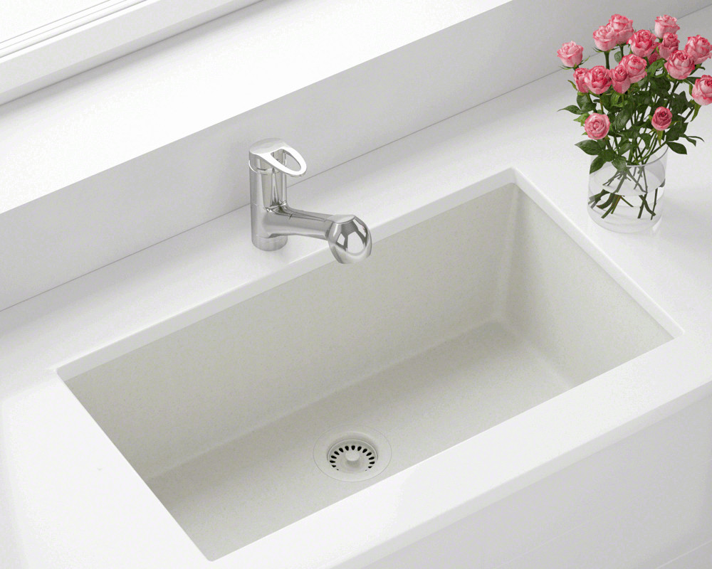 White Single Bowl Kitchen Sink
 848 White Single Bowl Undermount TruGranite Sink