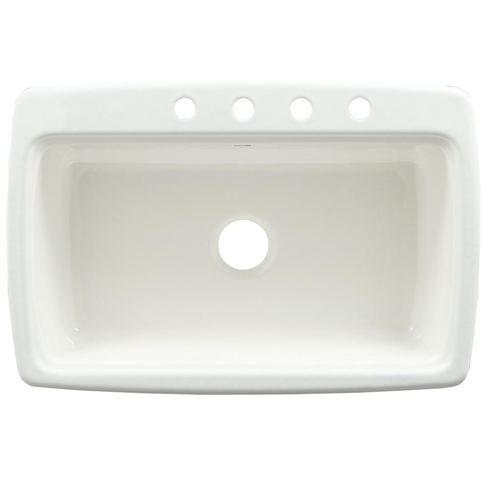 White Single Bowl Kitchen Sink
 KOHLER Kitchen Sink Drop In Enameled Cast Iron 33 In 4