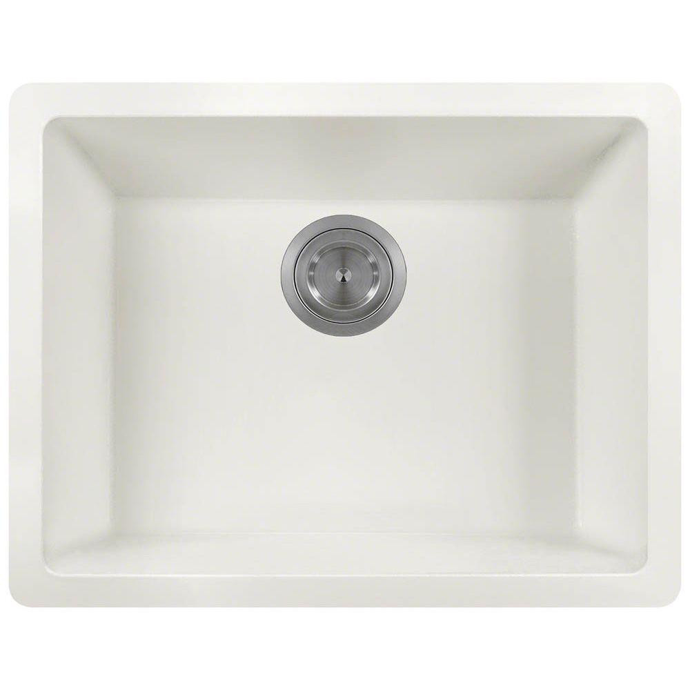 White Single Bowl Kitchen Sink
 Polaris Sinks Undermount Granite 22 in Single Bowl
