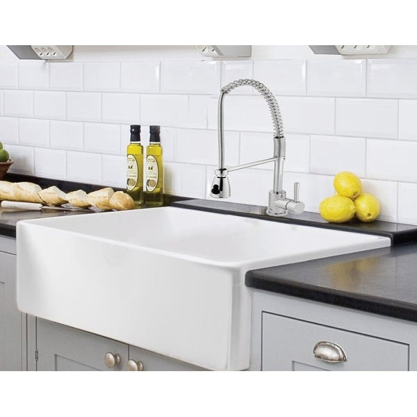 White Single Bowl Kitchen Sink
 Shop Farmhouse Kitchen Sink White – Single Bowl Fireclay