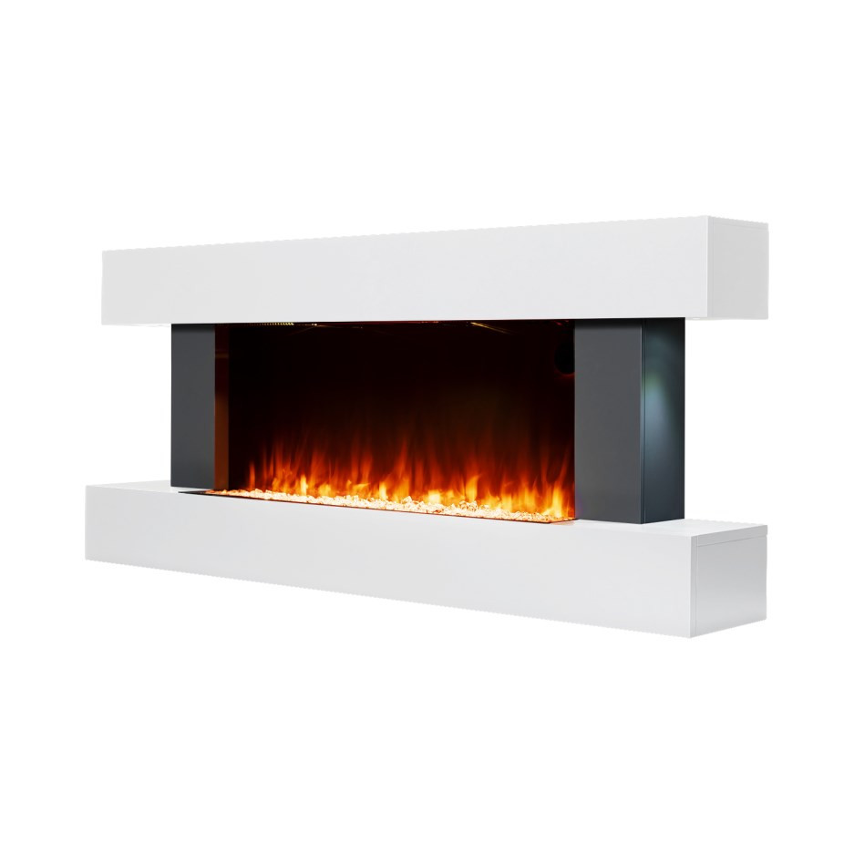White Wall Mount Electric Fireplace
 GRADE A2 AmberGlo White Wall Mounted Electric Fireplace
