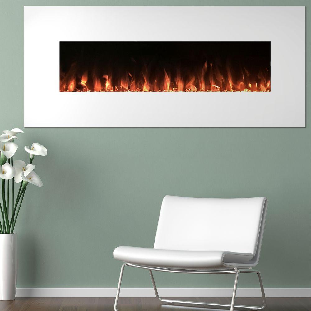 White Wall Mount Electric Fireplace
 Northwest 50 in Electric Fireplace Color Changing Wall in